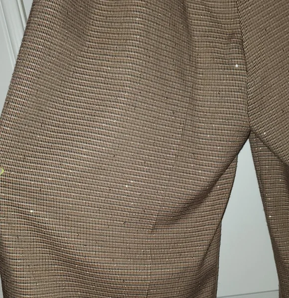 Maeve 18W, Plaid, Rhinestone, Anthropologie Tan Wide Leg Pants - Picture 4 of 8